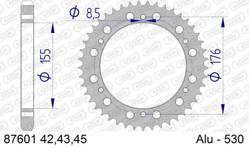 Triumph Speed Triple 1050 2005-2005 - AFAM Rear Sprocket, 530 (OE Pitch), Alu - 42T (orig size) - 87601-42 - P3 Tuning