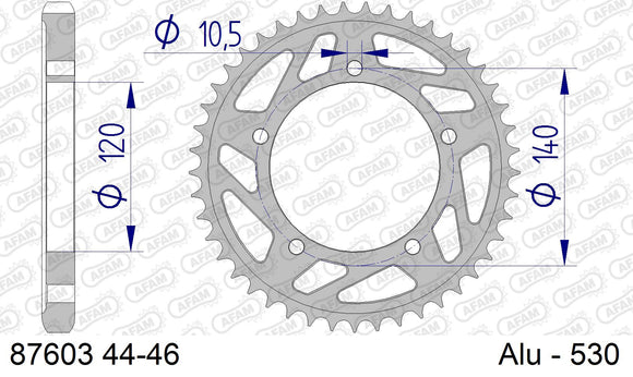 Suzuki GSX-R1000 2003-2004 - AFAM Rear Sprocket, 530 (OE Pitch), Alu - 43T, 112 links reqd - 87603-43 - P3 Tuning