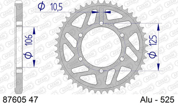 Triumph Daytona 675 2006-2012 - AFAM Rear Sprocket, 525 (OE Pitch), Alu - 47T (orig size) - 87605-47 - P3 Tuning