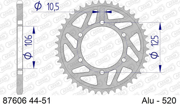 Triumph Daytona 675 R 2013-2017 - AFAM Rear Sprocket, 520 conversion, Alu - 47T (orig size) - 87606-47 - P3 Tuning