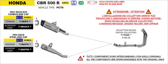 Honda CBR 500 R Indy Race EVO aluminium "Dark" silencer with carby end cap