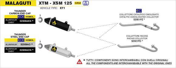 Malaguti XTM / XSM 125 4T Thunder aluminium "Dark" silencer with carby end cap