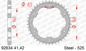 BMW F650GS 2011-2011 - AFAM Rear Sprocket, 525 (OE Pitch), Steel - 41T (orig size), fits 30 Years GS Rear Sprocket Bolt M8 - 92634-41 - P3 Tuning