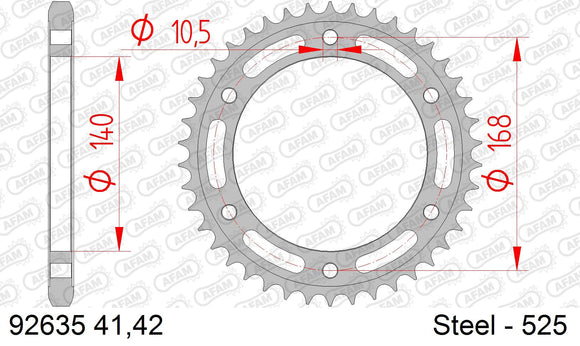 BMW F800GS 2012-2012 - AFAM Rear Sprocket, 525 (OE Pitch), Steel - 42T (orig size) - 92635-42 - P3 Tuning