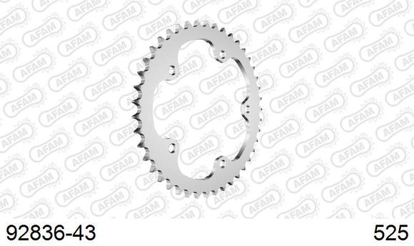 MV Agusta Superveloce 2020-2023 - AFAM Rear Sprocket, 525 (OE Pitch), Steel - 43T (orig size) - 92836-43 - P3 Tuning