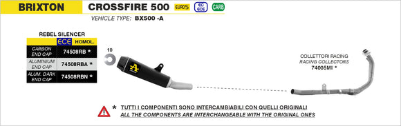 Brixton CrossFire 500 X Rebel silencer with aluminium polish end cap