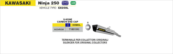 Kawasaki NINJA 250 Street Thunder aluminium "Dark" silencer with carby end cap