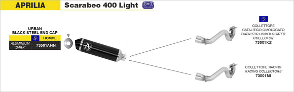 Aprilia SCARABEO 400 Light Racing collector for Urban Exhaust