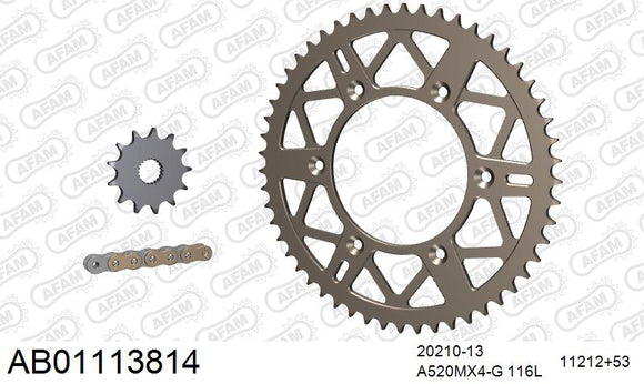 Honda CR125 2004 - AFAM MX reinforced Chain & Self CleaningAlu Sprocket Kit, 520 (OE Pitch) - AB01113814 - P3 Tuning