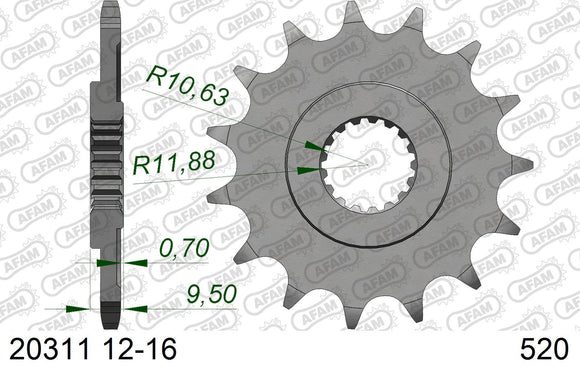 Honda CR250 2002 - AFAM MX reinforced Chain & Self CleaningAlu Sprocket Kit, 520 (OE Pitch) - AB01126812 - P3 Tuning