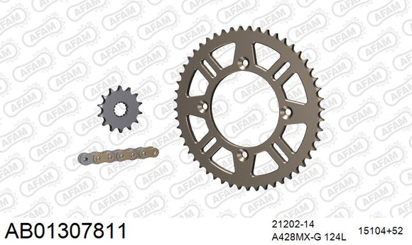 Yamaha YZ85 2002-2011 - AFAM MX Racing Chain & Self CleaningAlu Sprocket Kit, 428 (OE Pitch) - AB01307811 - P3 Tuning