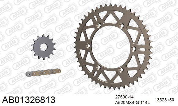Fantic XE 300 2024-2026 - AFAM MX Racing GP Chain & Self CleaningAlu Sprocket Kit, 520 (OE Pitch) - AB01326813 - P3 Tuning