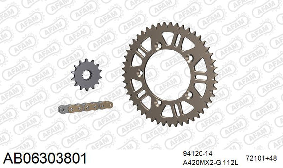 Husqvarna TC65 2017-2026 - AFAM MX Racing Chain & Self CleaningAlu Sprocket Kit, 420 (OE Pitch) - AB06303801 - P3 Tuning