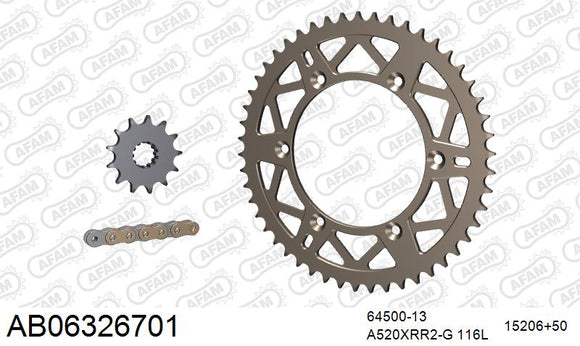 Husqvarna TE250 2009 - AFAM Xs-Ring Reinforced Plus Chain & Self CleaningAlu Sprocket Kit, 520 (OE Pitch) - AB06326701 - P3 Tuning