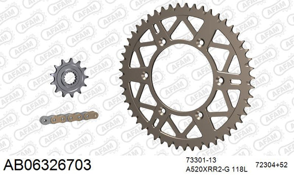 Husqvarna FE 450 2014-2026 - AFAM Xs-Ring Reinforced Plus Chain & Self CleaningAlu Sprocket Kit, 520 (OE Pitch) - AB06326703 - P3 Tuning