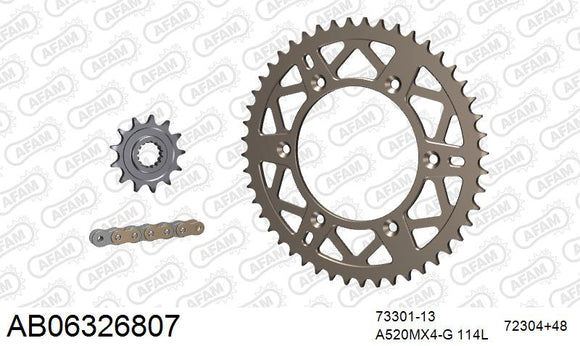 Husqvarna FX450 2017-2023 - AFAM MX Racing GP Chain & Self CleaningAlu Sprocket Kit, 520 (OE Pitch) - AB06326807 - P3 Tuning