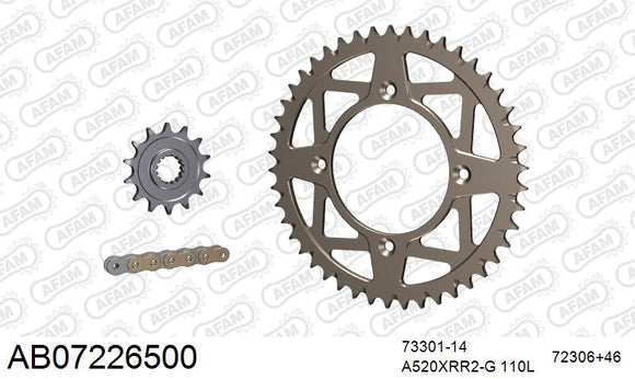 KTM Freeride 250/350 2014-2017 - AFAM Xs-Ring Reinforced Plus Chain & Self CleaningAlu Sprocket Kit, 520 conversion - AB07226500 - P3 Tuning