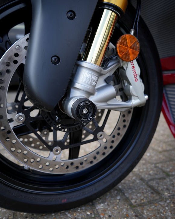 GB Racing Ducati Panigale V4 & V4 S 2025-2026; Streetfighter V4 & V4 S 2025-2026; Monster + & Monster SP 2021-2025; Hypermotard 698 Mono 2024-2026; Panigale V4 R 2026 Spindle Protector - Front LHS