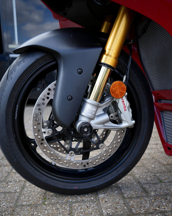 GB Racing Ducati Panigale V4 & V4 S 2025-2026; Streetfighter V4 & V4 S 2025-2026; Monster + & Monster SP 2021-2025; Hypermotard 698 Mono 2024-2026; Panigale V4 R 2026 Spindle Protector - Front LHS