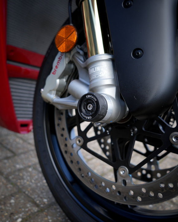 GB Racing Ducati Panigale V4 & V4 S 2025-2026; Streetfighter V4 & V4 S 2025-2026; Monster + & Monster SP 2021-2025; Hypermotard 698 Mono 2024-2026; Panigale V4 R 2026 Spindle Protector - Front RHS