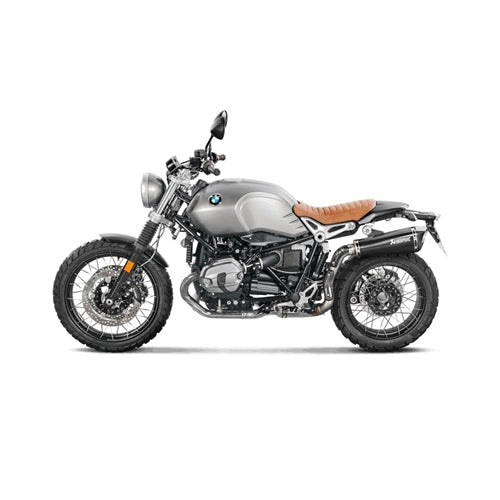 BMW RNineT Scrambler (1200cc) - (2016-2020) Akrapovic High Level Titanium Link Pipe To be Fitted With (S-B12SO17-) Includes Carbon Heat Shields (Does NOT retain pillion footrests)