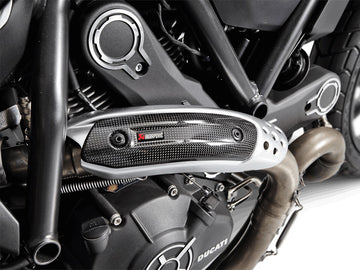 DUCATI Scrambler 1100 / Pro / Sport / Dark - (2018-2020) Akrapovic Optional Carbon Fibre Heat Shield To Replace OE Heat Shield On Header