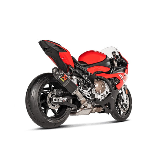 BMW M1000RR - (2021-2026) Akrapovic Carbon Silencer Slip-On Kit - Race. If passenger footrests removed bracket P-MBB10E1-1 required.