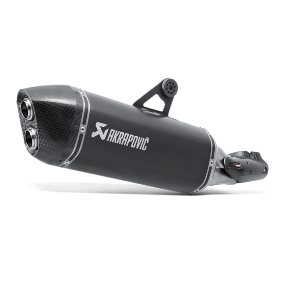BMW R1250GS Adventure - (2019-2023) Akrapovic Titanium Silencer Slip-On Kit - (Includes Carbon Heat Shield) Black Finish - Removable Baffle