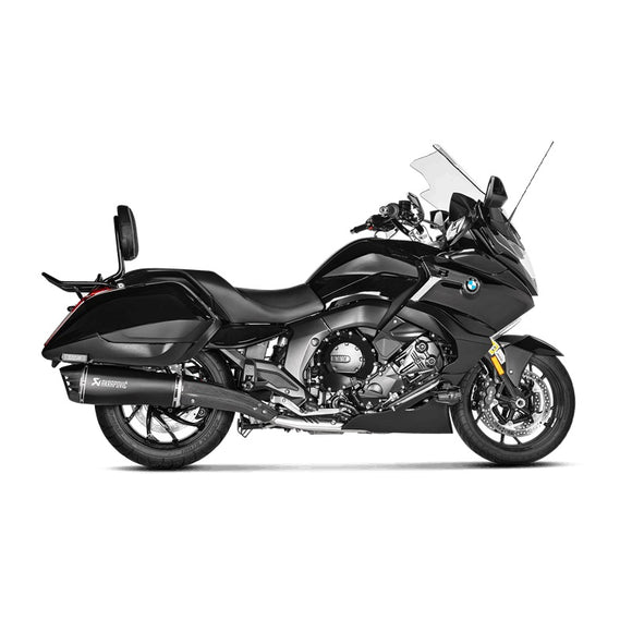BMW K1600B Bagger/Grand America - (2018-2020) Akrapovic Titanium Silencer Slip-On Kit (Includes Carbon Heat Shields) - Twin Black  - Road Legal