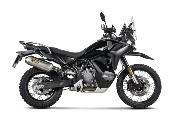 CF MOTO 800 MT-X - (2025-2026) Akrapovic Titanium Silencer Slip-On Kit (Includes Carbon Heat Shield) - Road Legal