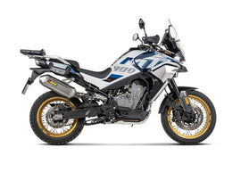 CF MOTO 800 MT Sport / Touring - (2022-2025) Akrapovic Titanium Silencer Slip-On Kit (Includes Carbon Heat Shield) - Road Legal