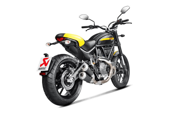 DUCATI Scrambler Classic (800cc) - (2015-2020) Akrapovic Titanium Silencer Slip-On Kit (Twin Black Coated) - Race Removable Baffle