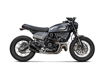 DUCATI Scrambler Full Throttle (800cc) - (2021-2022) Akrapovic Titanium Silencer Slip-On Kit (Twin Black Coated) - Race Removable Baffle