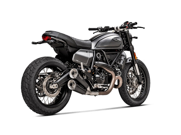 DUCATI Scrambler Full Throttle (800cc) - (2021-2022) Akrapovic Titanium Silencer Slip-On Kit (Twin Black Coated) - Race Removable Baffle