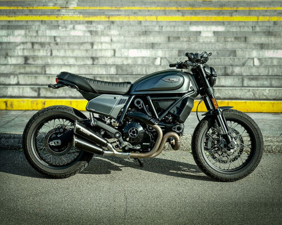 DUCATI Scrambler Urban Motard (800cc) - (2022-2022) Akrapovic Titanium Silencer Slip-On Kit (Twin Black Coated) - Race Removable Baffle