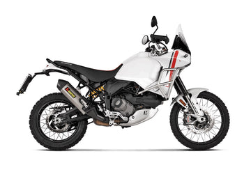 DUCATI DesertX - (2022-2024) Akrapovic Titanium Silencer Slip-On Kit - With Carbon Heatshield - Road Legal