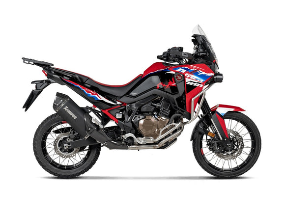 HONDA CRF1100L Africa Twin / Adventure Sport - (2024-2026) Akrapovic Black Coated Titanium Silencer Slip-On Kit - Twin Outlet With Carbon Endcap - Road Legal