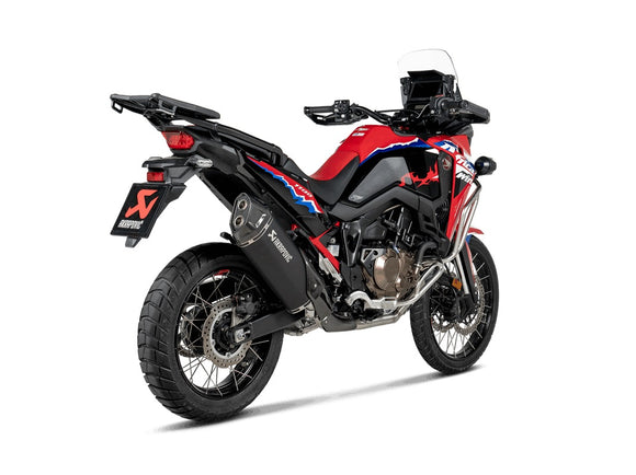 HONDA CRF1100L Africa Twin / Adventure Sport - (2024-2026) Akrapovic Black Coated Titanium Silencer Slip-On Kit - Twin Outlet With Carbon Endcap - Road Legal