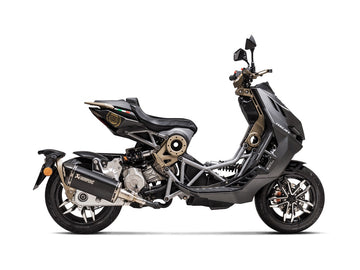 ITALJET Dragster 125 / 200 - (2021-2024) Akrapovic Black Titanium Silencer Slip-On Kit With Carbon End Cap - Road Legal