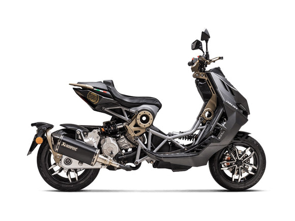 ITALJET Dragster 125 / 200 - (2021-2024) Akrapovic Black Titanium Silencer Slip-On Kit With Carbon End Cap - Road Legal