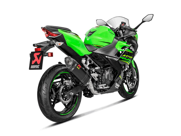 KAWASAKI Ninja 400 - (2018-2023) Akrapovic Full System (Carbon Silencer & Stainless Headers) - Race Removable Baffle
