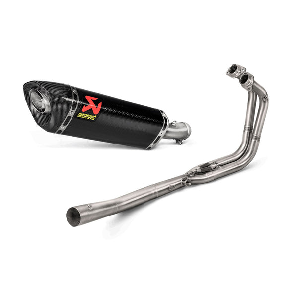 KAWASAKI Ninja 400 - (2018-2023) Akrapovic Full System (Carbon Silencer & Stainless Headers) - Race Removable Baffle
