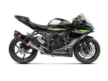 KAWASAKI ZX-6R - (2024-2026) Akrapovic Carbon Silencer Complete Stainless 4-2-1 System - Race Removable Baffle