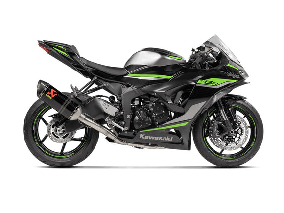 KAWASAKI ZX-6R - (2024-2026) Akrapovic Carbon Silencer Complete Stainless 4-2-1 System - Race Removable Baffle