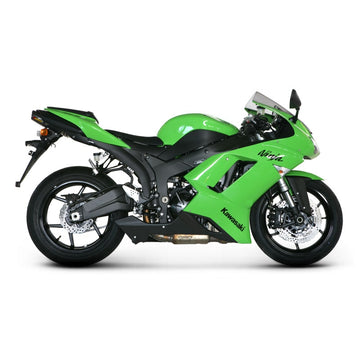 KAWASAKI ZX-6R - (2007-2008) Akrapovic Titanium Silencer Slip-On Kit  (With Carbon Outlet Cap) - Road Legal Removable Baffle