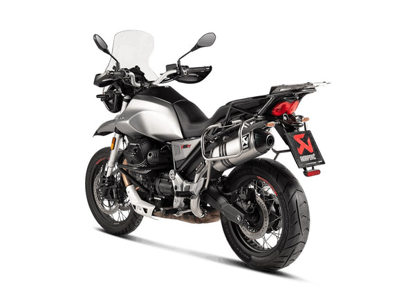 MOTO GUZZI V85 TT / Strada / Travel (850cc) - (2019-2024) Akrapovic Titanium Silencer Slip-On Kit - Road legal