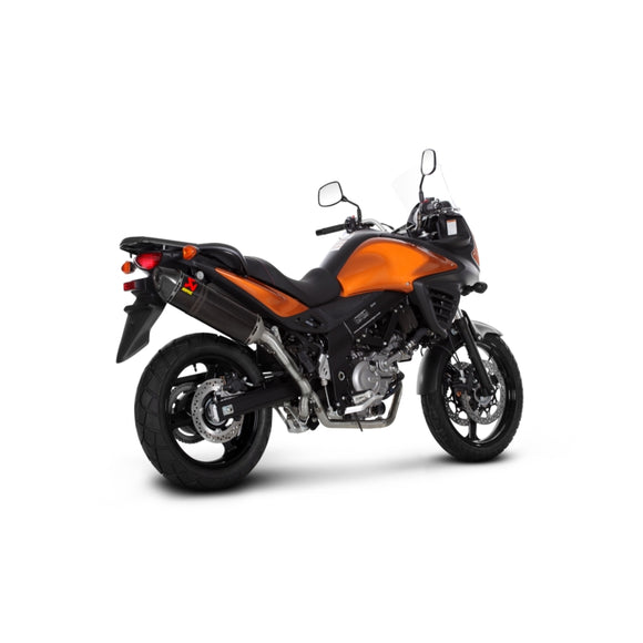 SUZUKI V-Strom 650 - (2004-2006) Akrapovic Carbon Silencer Partial System  - Header & Collector - Hexagonal - Race Removable Baffle