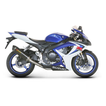 SUZUKI GSX-R750 - (2006-2007) Akrapovic Carbon Silencer Slip-On Kit - Full Length Side Fitment - Hexagonal - Road Legal Removable Baffle
