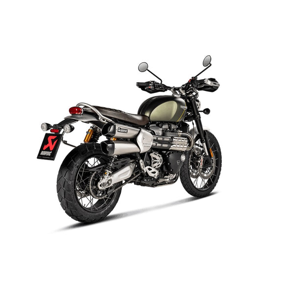 TRIUMPH Scrambler 1200 XC / XE - (2019-2020) Akrapovic Titanium Twin Silencer Slip-On Kit - Road Legal