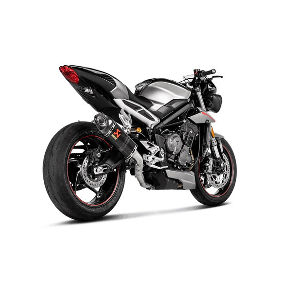 TRIUMPH Street Triple 765 All variants - (2017-2019) Akrapovic Carbon Silencer Slip-On Kit - Hexagonal - Race Removable Baffle (Removes Pre-Silencer Box)